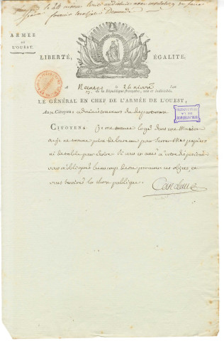 Canclaux, général en chef de l'armée de l'Ouest