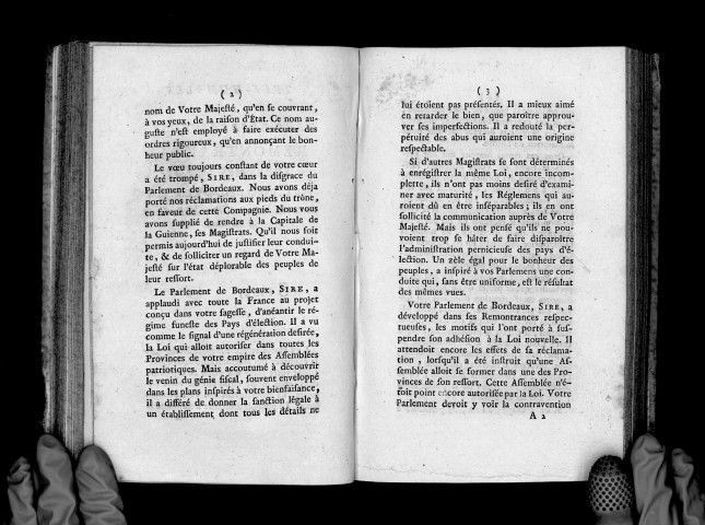 Très-humbles et très-respectueuses remontrances adressées au roi par le Parlement de Navarre, sur la translation du Parlement de Bordeaux à Libourne, 20 décembre 1787