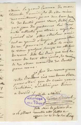 Correspondance de Emilie Benoit [à Pierre-Jean David d'Angers]