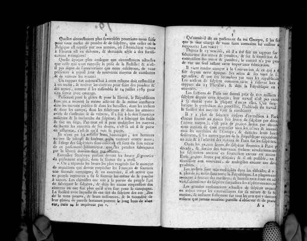 Rapport fait par Barrère, séance du 17 messidor an II, sur l'état de la fabrication révolutionnaire du salpêtre et de la poudre