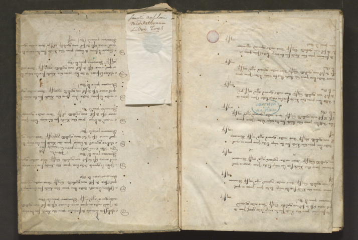 Proslogion : « Incipit prologus beati Anselmi, Cantuariensis archiepiscopi, in libro qui vocatur Meditacionum. Oraciones sive meditaciones que subscripte sunt... »