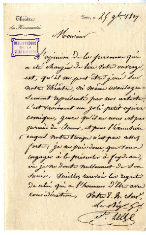 Legé, régisseur du théâtre des Nouveautés