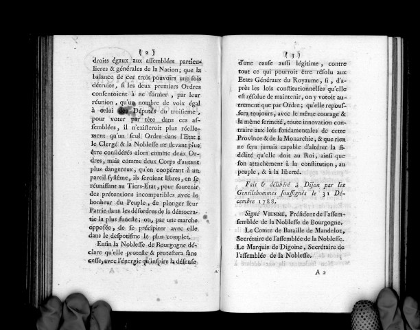 Protestation de la noblesse de Bourgogne