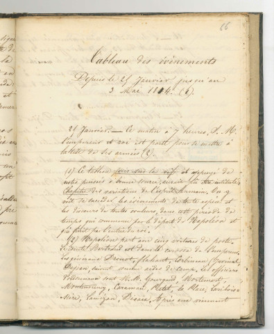 "Tableau des événements depuis le 25 janvier jusqu'au 3 mai 1814", rédigé pour l'impératrice Joséphine