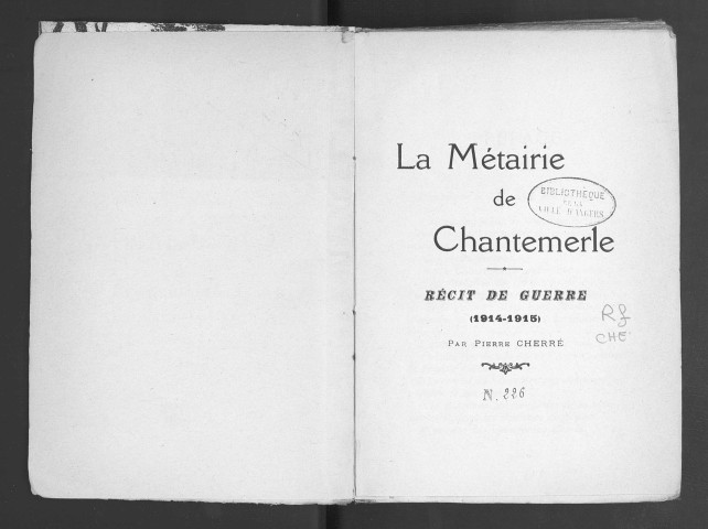 La Métairie de Chantemerle. [Tome I]