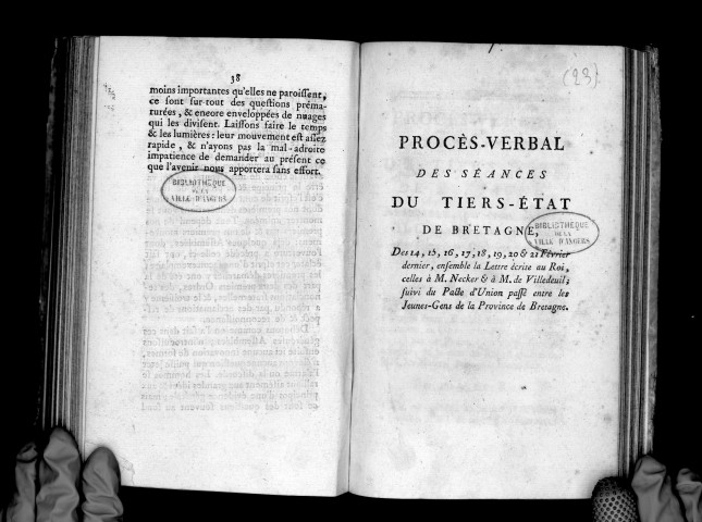 Procès-verbal des séances du tiers-état de Bretagne, des 14, 15 février 1789