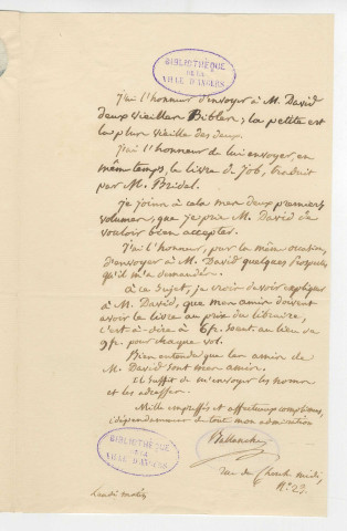 Correspondance de Ballarche [à Pierre-Jean David d'Angers]