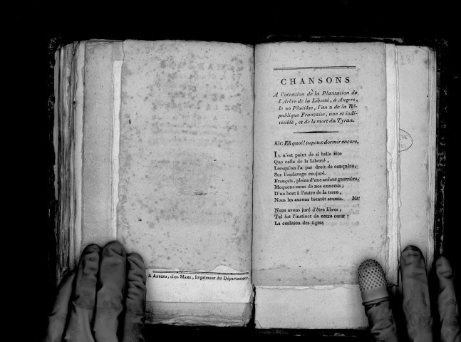 Chansons à l'occasion de la plantation de l'arbre de la liberté à Angers, le 20 pluviose an II