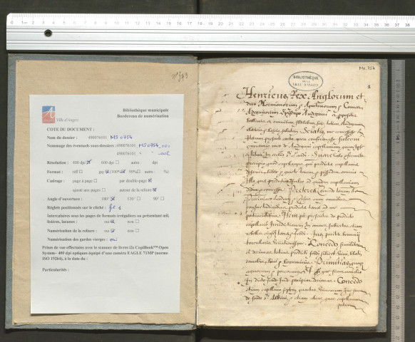 « Inventaire des titres, papiers et enseignemens, qui sont quant à présent tant au chapitre de Saint-Laud qu'entre les mains de Philippe Marchais, chapelain, en l'année 1600. »