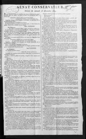 Sénat conservateur. Séance du 16 décembre 1809