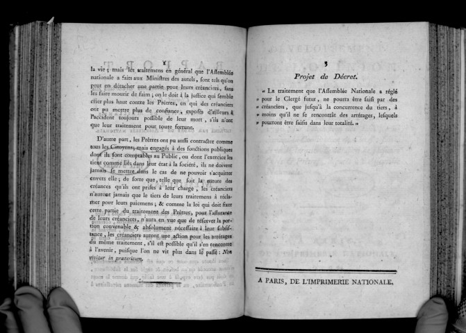 Rapport sur la saisie des traitements accordés au clergé futur, par M. Durand de Maillane