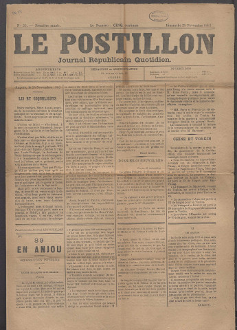 Le postillon. 25 nov. 1883 (1re année, n° 33)