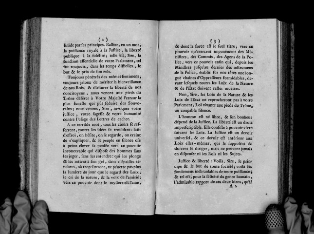 Remontrances du Parlement sur l'usage des lettres de cachet, l'exil de M. le duc d'Orléans, {et} l'enlèvement de MM. Fréteau {et} Sabatier, arrêtés le 11 mars 1788.