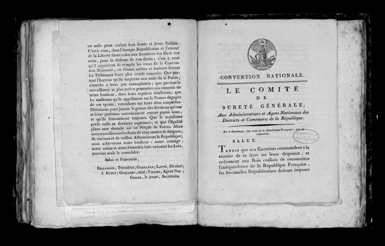 Les administrateurs du district d'Angers aux maires, officiers municipaux et agens nationaux des communes, le 12 germinal an III