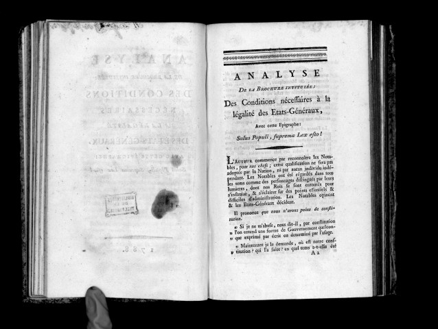 Analyse de la brochure intitulée : Des conditions nécessaires à la légalité des Etats-Généraux