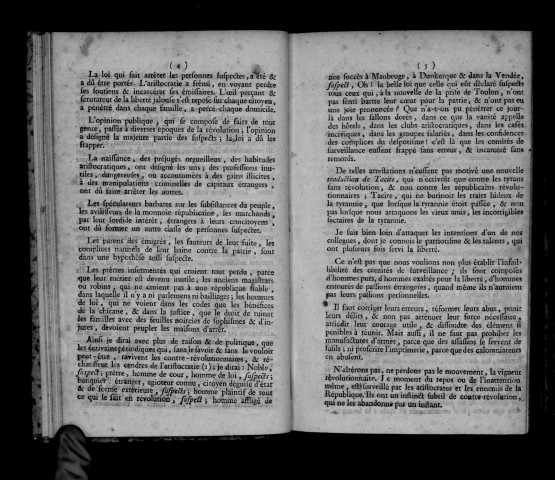 Rapport de Barrère sur l'arrestation des gens suspects