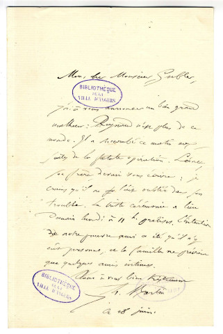 Correspondance de H. Martin [au docteur Gubler]