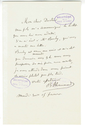 Correspondance du B. Thénard [à Gubler]