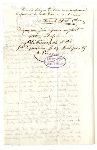 9 ter - 3 lettres de Ricroch Ch. et Cie, fabricant de porcelaine à Limoges