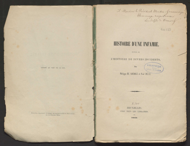 Histoire d'une infamie, suivie de l'histoire de divers incidents