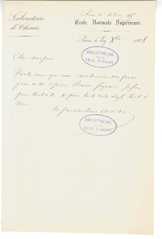 Correspondance du chimiste Henri Sainte-Claire Deville au docteur Gubler