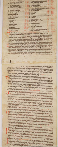 Cartulaire de l'abbaye de Notre-Dame du Ronceray, en six rouleaux opisthographes. « Quartus rotulus » : longueur 4,483 m. Cent chartes, table en tête.