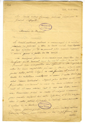 Correspondance des Polonais réfugiés avec Pierre-Jean David d'Angers et Hélène Leferme