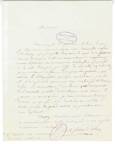 Correspondance du docteur Serre, d'Alais [à David d'Angers]
