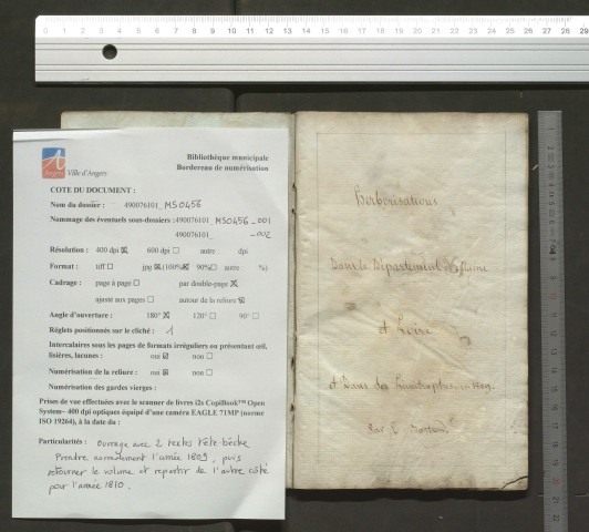 "Herborisations dans le département de Maine et Loire et dans ses limitrophes en 1809"