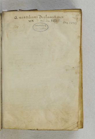 « Marci Fabii Quintiliani cecus in limine incipit. Ex incendio domus... »