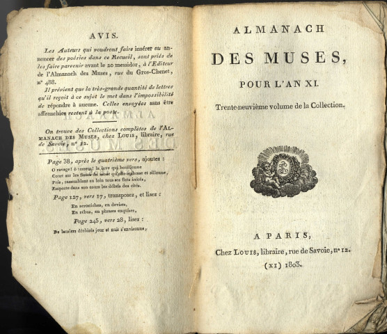 Almanach des Muses, pour l'an XI