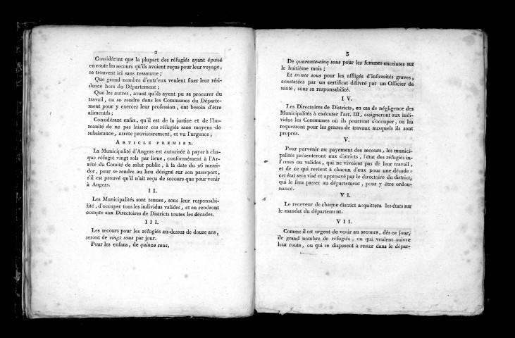 Arrêté du département de Maine-et-Loire. Séance publique du 2 vendémiaire, an III