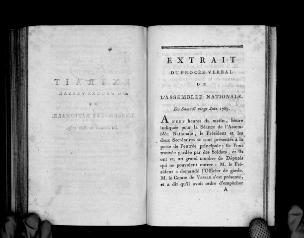 Extrait du procès-verbal de l'Assemblée nationale du 20 juin 1789
