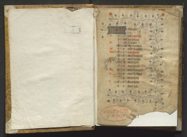 Livre d'heures. En tête, calendrier en français, sans particularité remarquable, sauf le nom de S. Maurille en rouge