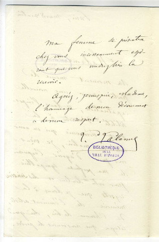 Correspondance de Léon Lalanne [à Madame Emile Maillocheau, veuve de Pierre-Jean David d'Angers]