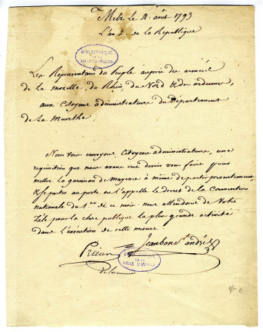 Correspondance de Jeanbon Saint-André [à Lakanal]