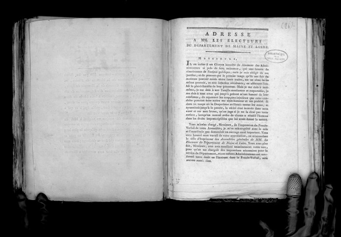 Adresse à MM. les électeurs du département de Maine-et-Loire, Signé Pavie