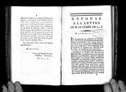 Réponse à la lettre de M. le comte de S...t (de Serrant), Signé Del...y (Delaunay)