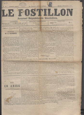 Le postillon. 11 déc. 1883 (1re année, n° 49)