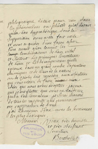 Correspondance de Claude-Louis Berthollet, chimiste [à Lakanal]