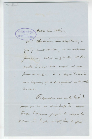Correspondance de Altaroche à Pierre-Jean David d'Angers
