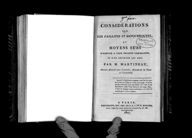 Considérations sur les faillites et banqueroutes, par M. Martineau