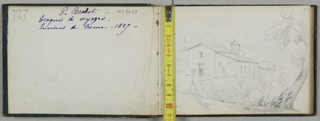 13 - Album : croquis de voyages au crayon, environs de Rome 1827