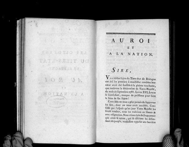 Les citoyens du tiers-état de Bretagne au roi et à la nation