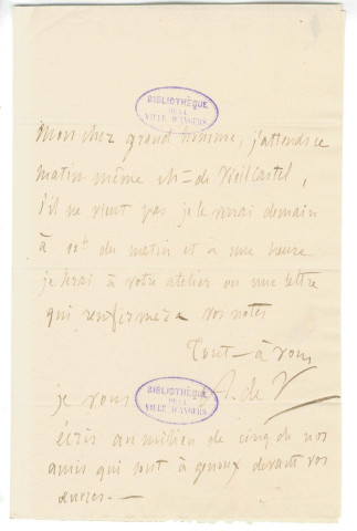 Correspondance d'Alfred de Vigny à Pierre-Jean David d'Angers