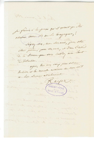 Correspondance du docteur Pierre Rayer adressée au Dr Gubler