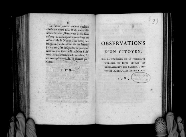 Observations d'un citoyen sur la nécessité et la possibilité d'établir un impôt unique en remplacement des tailles, capitations, etc.