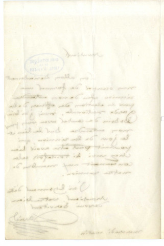 16 - 4 lettres autographes de David d'Angers, 2 lettres autographes de Mme David d'Angers signées par David d'Angers, le tout adressé à M. Monduit.