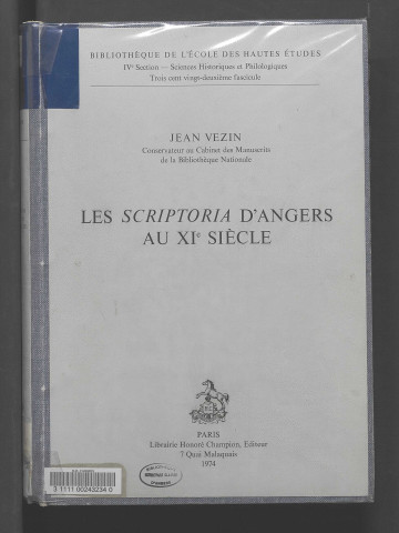 Les Scriptoria d'Angers au XIe siècle