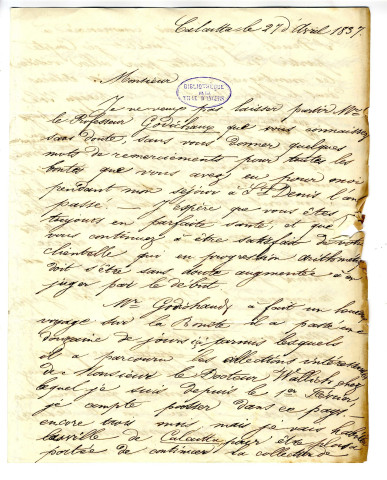 Correspondance d'Adolphe Delessert [avec M. Bernier et M. Gaudichaux]